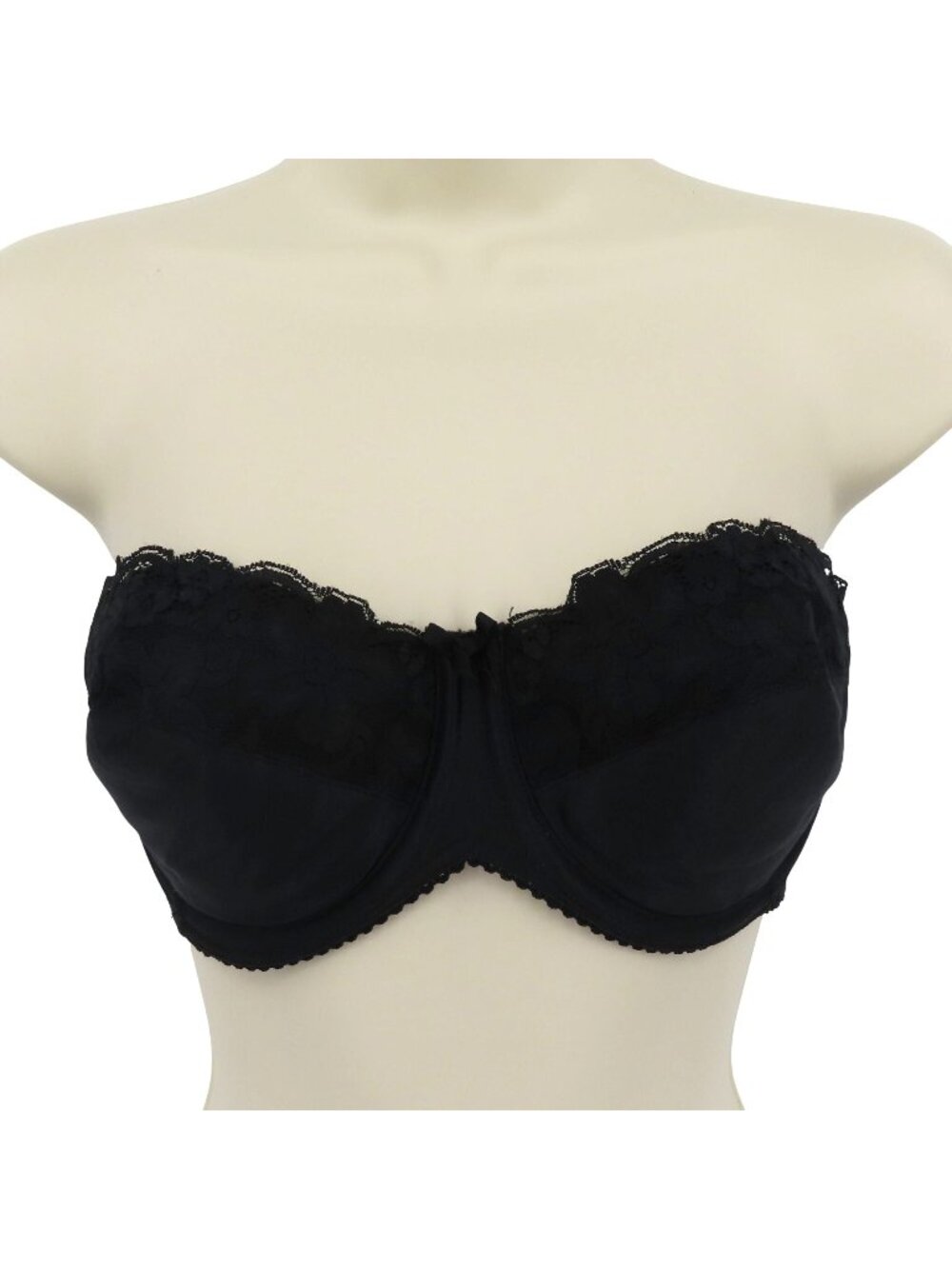 VTG Playtex 38C Bra Style 4731 Strapless Underwire Black Floral Flower Lace Bow